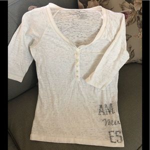 American Eagle Sheer Off-White Shirt NWOT